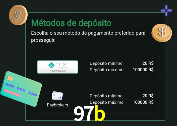 O cassino 97b oferece uma grande variedade de métodos de pagamento